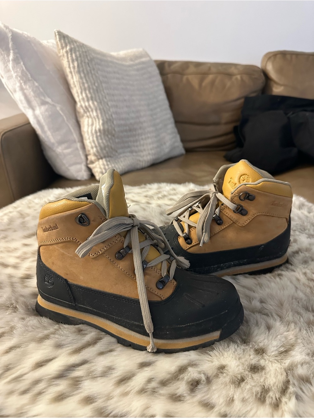 Timberland Kids Two-Tone Brown and Black Waterproof Hiker Boots